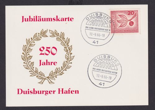 Bundesrepublik Brief Duisburg Hafen 250 Jahre Jubiläum 10.9.1966