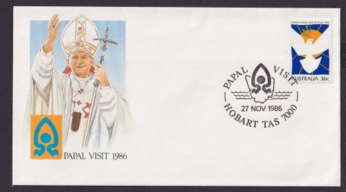 Australien Brief Pabst Besuch 1986 Glaube Religion Kirche Hobart Tas Tasmanien