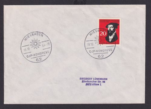 Bund Briefe mit SST Wiesbaden GdP Kongress nach Löhne 19.10.1964