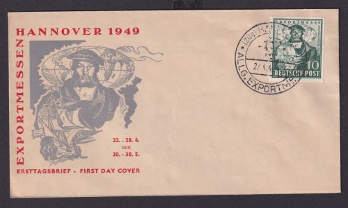 Besetzung Bizone Brief Hannover Exportmesse schöner FDC 22.4.1949
