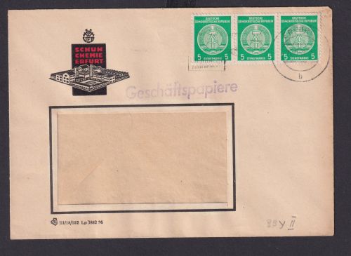 DDR Brief Dienst Reklame Schuh Chemie Erfurt Geschäftspapiere MEF 5 Pfg.