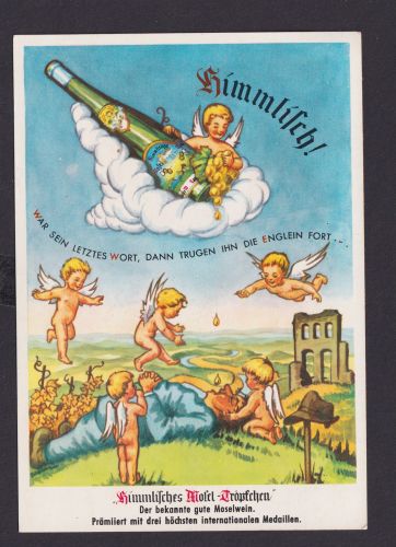 Ansichtskarte Werbung Reklame Moselwein Trinkspruch Engel Alkohol Spiritosen