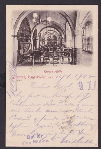 Ansichtskarte Bremen Rathskeller Große Halle Innenansicht nach Elverdissen NRW