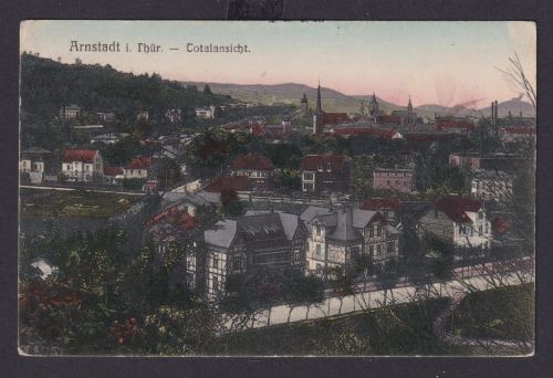 Ansichtskarte Arnstadt Thüringen Totalansicht Künstlerkarte 13.11.1912 Deutsches