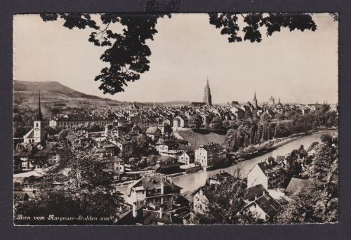 Ansichtskarte Bern Schweiz Totalansicht vom Aargauer Stalden Aare Fluss nach