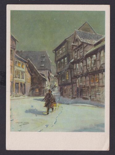 Ansichtskarte Alt Halberstadt Sachsen Anhalt Gemälde Winternacht a.d. Woort von