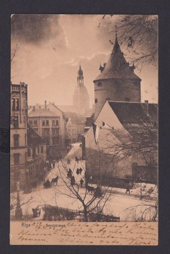 Ansichtskarte Riga Lettland Sandstraße Winter Schlittenfahren Wintersport