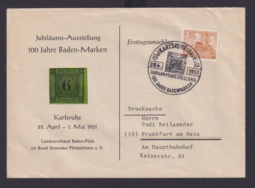 Berlin Philatelie selt. SST Karlsruhe Ausstellung 100 Jahre Briefmarken Bauten