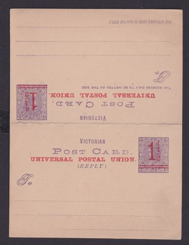 Australien Victoria Ganzsache Queen Victoria Aushilfsausgabe mit rotem Aufruck