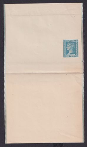 Australien Australia Victoria Ganzsache Queen Victoria Streifband 1 Pence blau