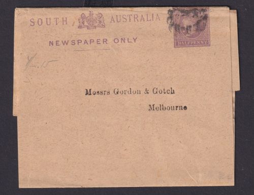 Australien South Australia Ganzsache Streifband 1/2p Queen Victoria