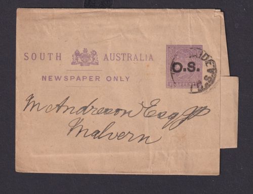 Australien South Australia Ganzsache Dienst Streifband 1/2p Queen Victoria