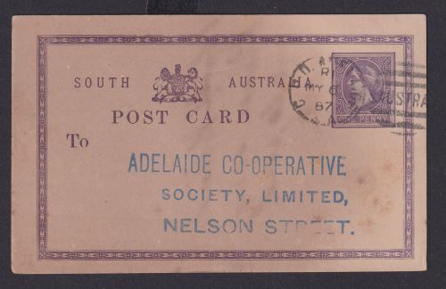 Australien South Australia Ganzsache 1p Queen Victoria G.P.O. Adalaide n. Nelson