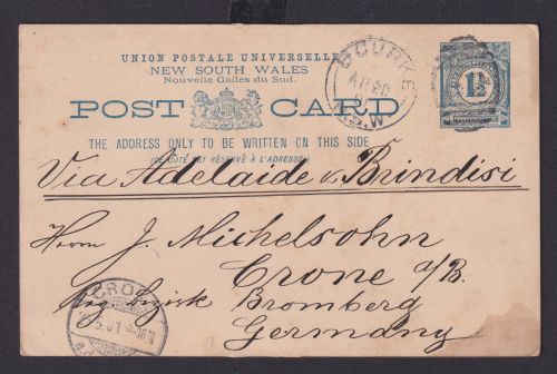 Neusüdwales NSW New South Wales Ganzsache Bourke n Crone Bromberg 1 1/2 d