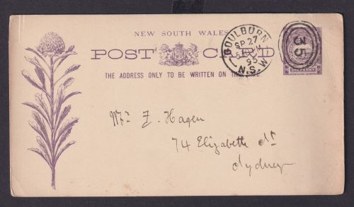 Australien New South Wales Ganzsache 1p Jubiläum 1p violett Goulburn n. Sydney