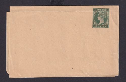 Leeward Inseln Ganzsache Streifband Queen Victoria 1/2 pence