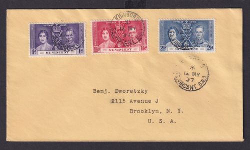 St. Vincent Britische Kolonien Karibik Brief Edinboro nach New York USA Krönung