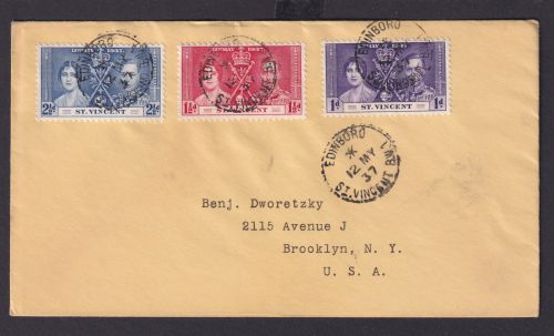 St. Vincent Britische Kolonien Karibik Brief Edinboro nach New York USA Krönung