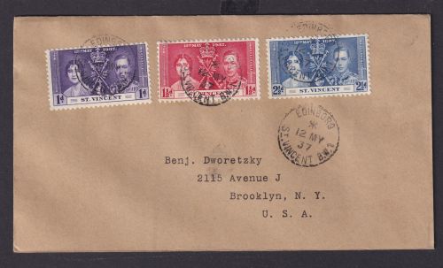 St. Vincent Britische Kolonien Karibik Brief Edinboro nach New York USA Krönung