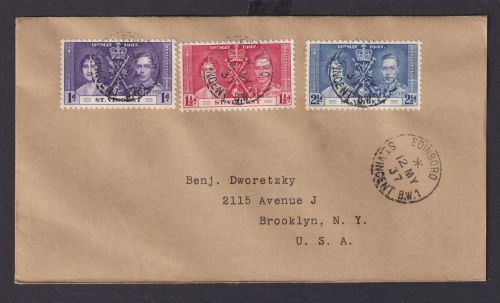 St. Vincent Britische Kolonien Karibik Brief Edinboro nach New York USA Krönung