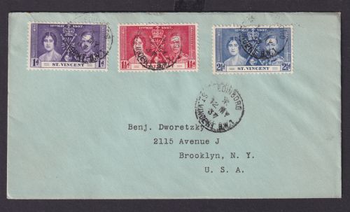 St. Vincent Britische Kolonien Karibik Brief Edinboro nach New York USA Krönung