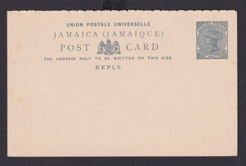 Briefmarken Jamaika Ganzsache Queen Victoria Postcard 11/2p grau Anwortkarte
