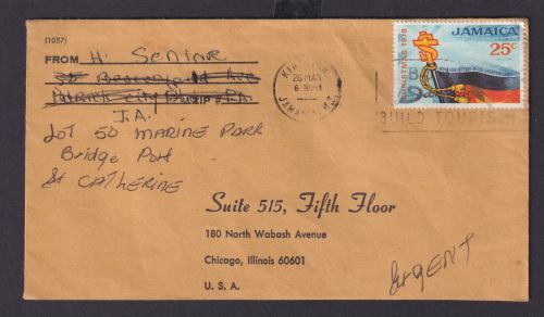 Briefmarken Jamaika Kingston nach Chicago Illinois USA EF Weihnachten Salvation