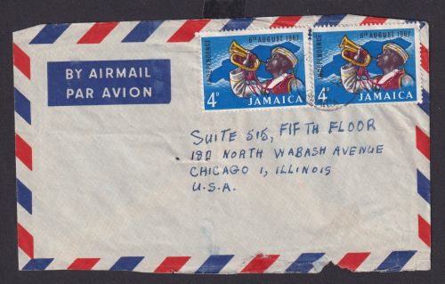 Jamaika Brief MEF Destination nach Chicago USA 1962