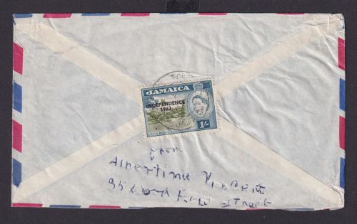 Jamaika Brief EF Queen Elisabeth 1s mit Aufdruck INDEPENDENCE 1962 n Chicago USA
