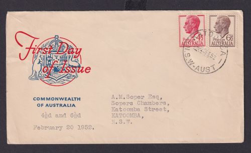 Australien Brief 216-217 König Georg VI FDC Katoomba New South Wales 1952