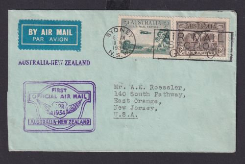 Flugpost airmail Australien Brief Sydney SECTION GPO East Orange New Jersey