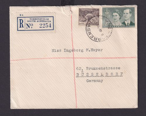 Australien R Brief Torrensvill South Australia Düsseldorf via Adelaide 1954