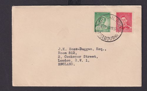 Australien Brief MIF K1 SHIP MAIL ROOM MELBOURNE London Goßbritannien 1937