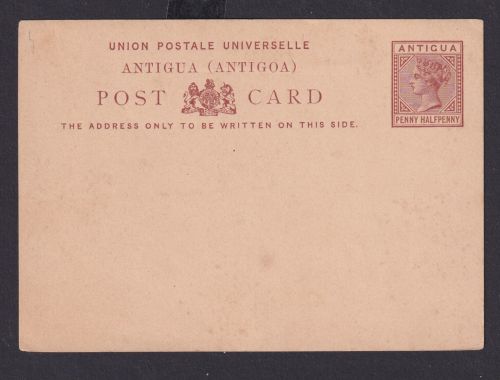 Briefmarken Britische Kolonien Antigua Ganzsache Queen Victoria 1 1/2 p braun