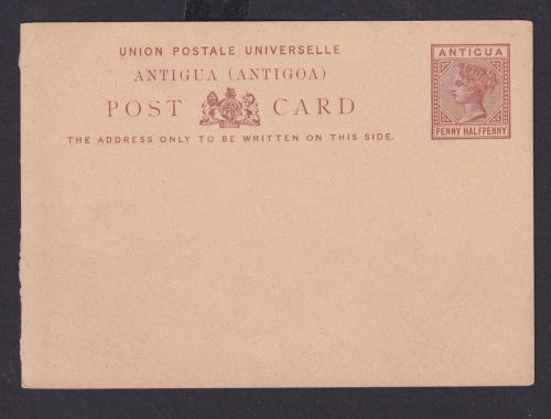 Briefmarken Britische Kolonien Antigua Ganzsache Queen Victoria 1 1/2 p braun