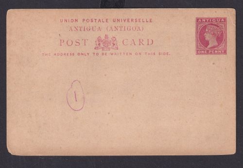 Karibische Inseln Antigua Ganzsache 1p Queen Victoria Britische Kolonien