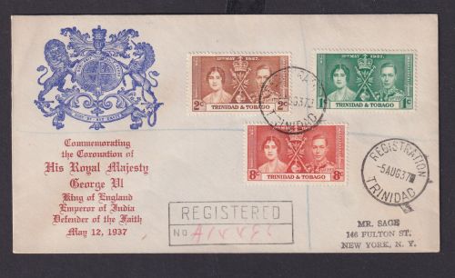 Trinidat & Tobago R Brief MIF Krönung King Georg & Queen Elisabeth New York USA