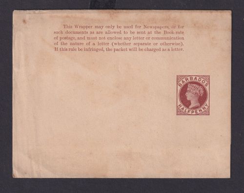 Karibik Barbados Ganzsache Streifband Queen Victoria Half Penny