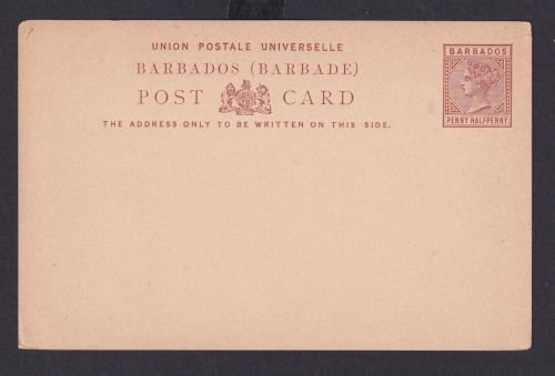 Karibik Barbados Ganzsache postcard Queen Victoria 1 1/2 Penny
