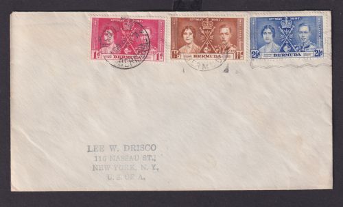 Bermuda Brief Krönung King Georg VI + Queen Elisabeth Hamilton n New York USA