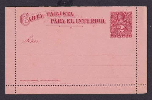 Chile Ganzsache Kartenbrie 2 centavos