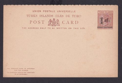 Turks & Caicos Island Ganzsache Queen Victoria 1 d. Frage - Karte