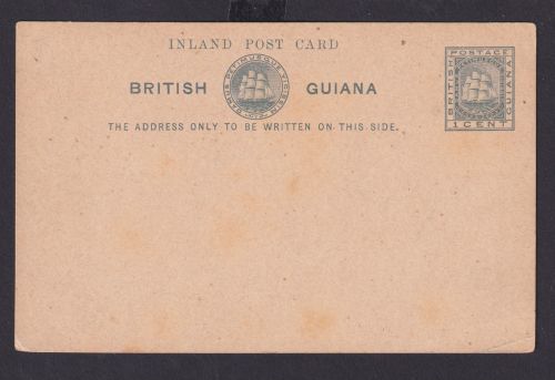 British Guiana Ganzsache 1 cent grau