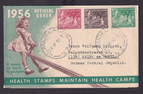 Neuseeland Brief Cover King Georg Memorial Childrens Heealth Camps nach Mainz