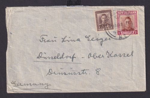 Neuseeland New Zealand Brief MIF 1 Sh. und 9 Pence Wellington Düsseldorf
