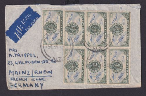 Neuseeland Flugpost Brief Airmail MEF Dsetination Hamilton Mainz