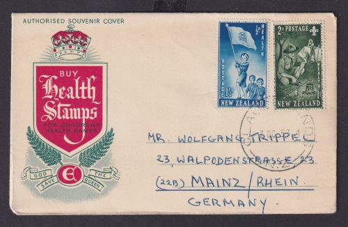 Flugpost Neuseeland Brief Auckland God save the Queen schöner Umschlag Mainz