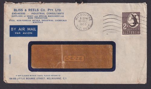 Australien Luftpost Brief 2 s Eidechse ab Melbourne