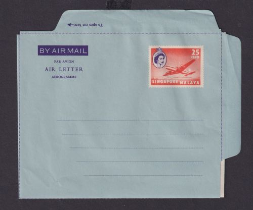 Briefmarken Singapur Malaya Ganzsache Flugpost Aerogramm 25 cent Queen Elisabeth