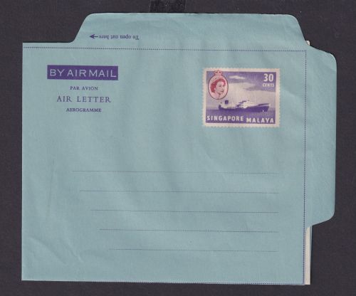 Singapur Malaya Asien Flugpost Air Letter Aerogramm Queen Eilsabeth 30 cents